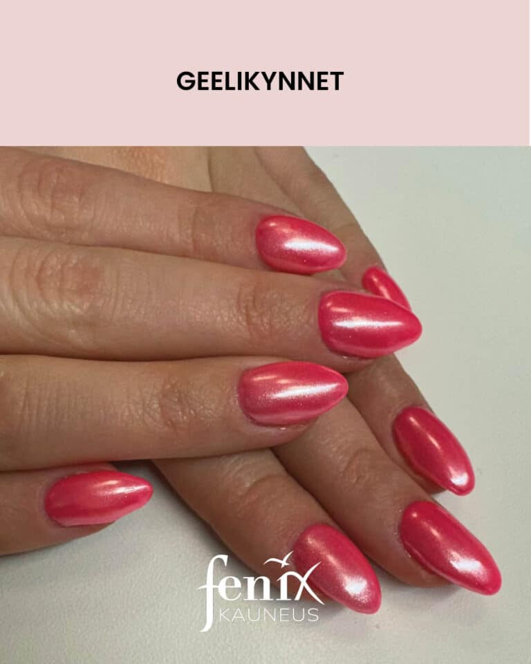 Neonpinkit rakennekynnet chrome pinnalla.