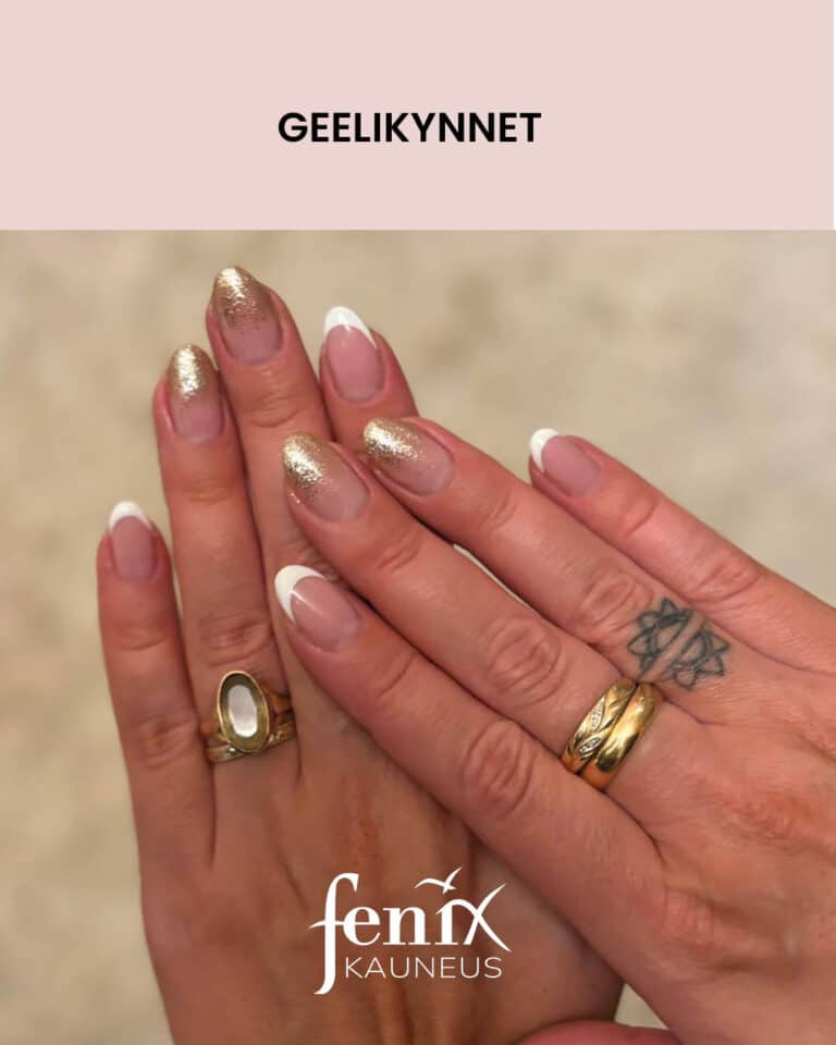 Ranskalaiset geelikynnet kultaisilla lisäyksillä.