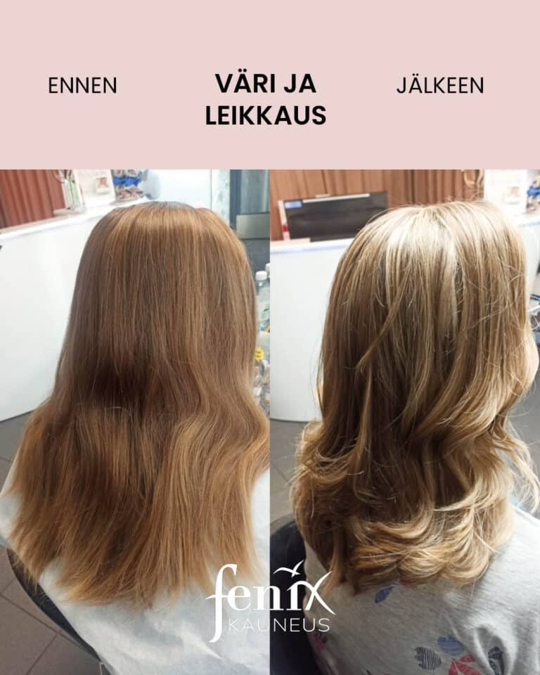 Tummanvaaleiden hiusten leikkaus ja raidoitus ennen ja jalkeen.