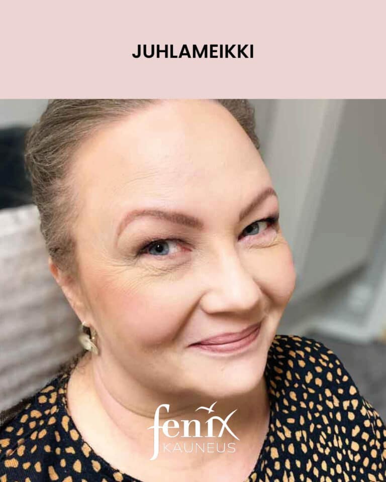 Aikuisen naisen juhlameikki ripsitupsuin.