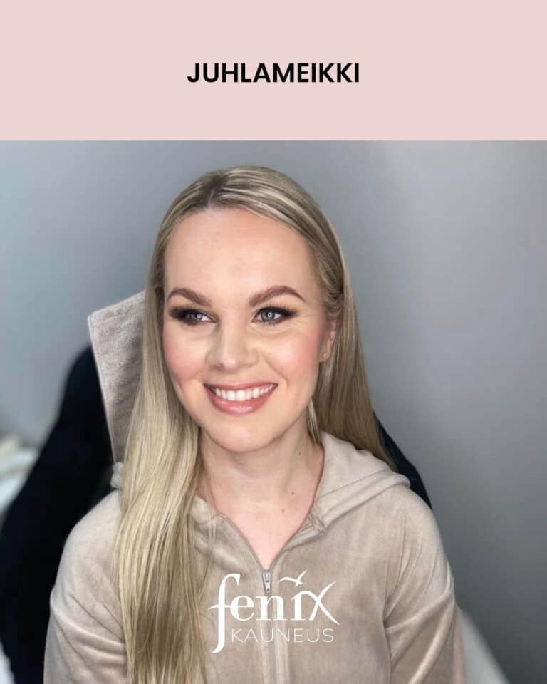 Nuoren naisen juhlameikki ripsitupsuin.