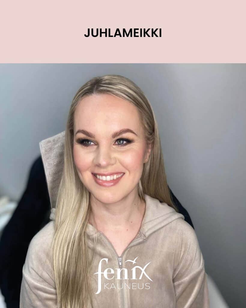 Nuoren naisen juhlameikki ripsitupsuin.