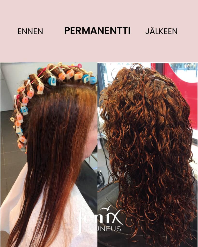 Prmanentti tummille pitkille hiuksille, prosessi ja jalkeen permanentin.