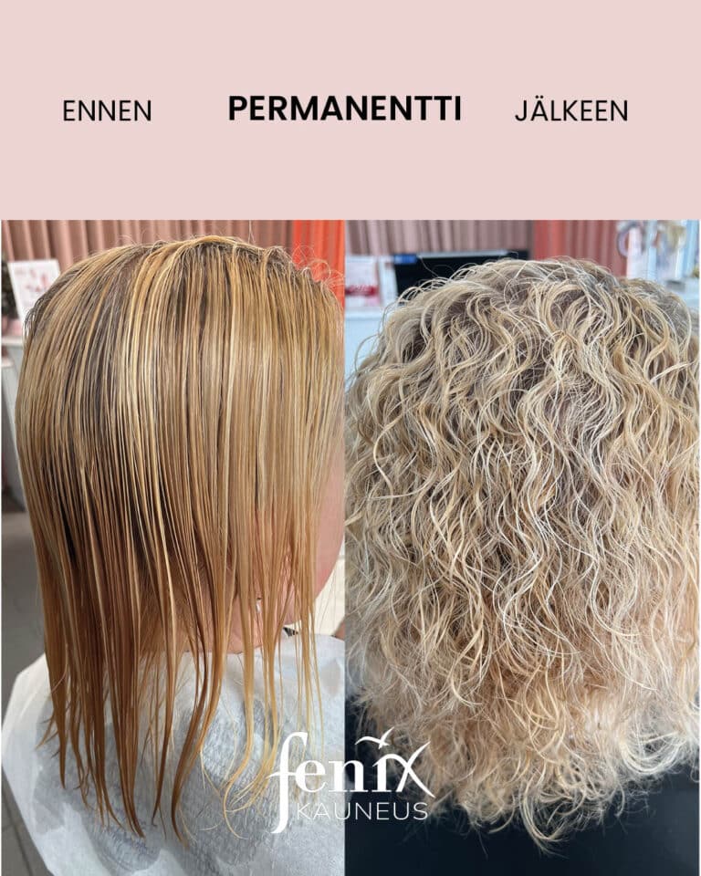 Blondien hiusten varaus ja permanentti.