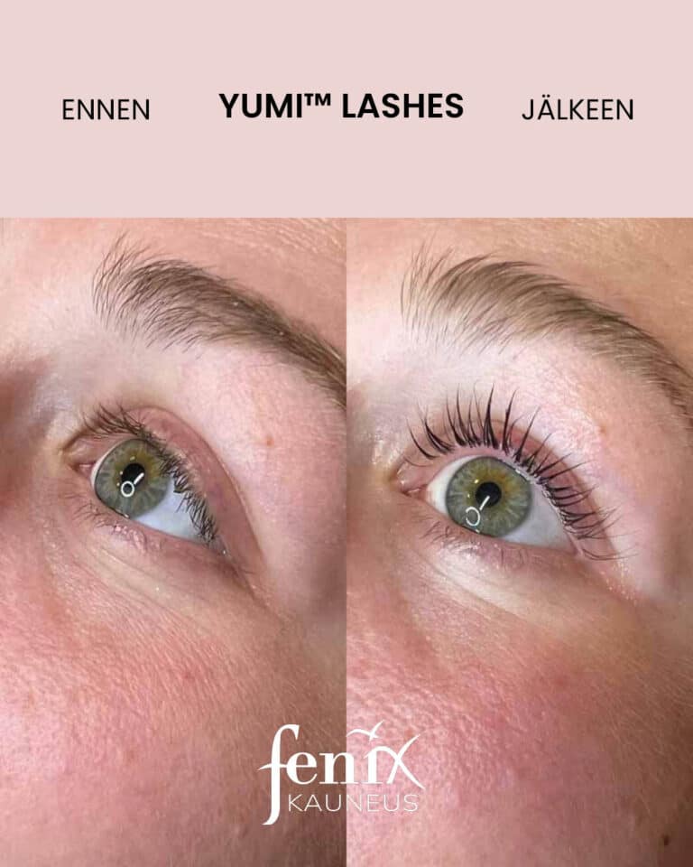 Ripset YumiLashes kestotaivutuksen jalkeen.