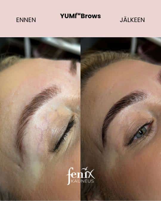 Yumi brows kulmien laminointi, upea lopputulos.
